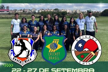 Cartaz do Campeonato Sul-Americano Feminino 2026 com a Seleção Brasileira e os escudos de Brasil, Chile e Costa Rica